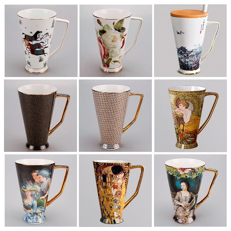 

Cute Large Capacity Coffee Mug Simple Vintage Office Ceramic Coffee Cup Set Travel Mug Taza Drinkware