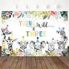 Mocsicka сафари лес три фона Дети 3 день Рождения Вечеринка фон для фотостудии фотосессия Цветы Листья животные