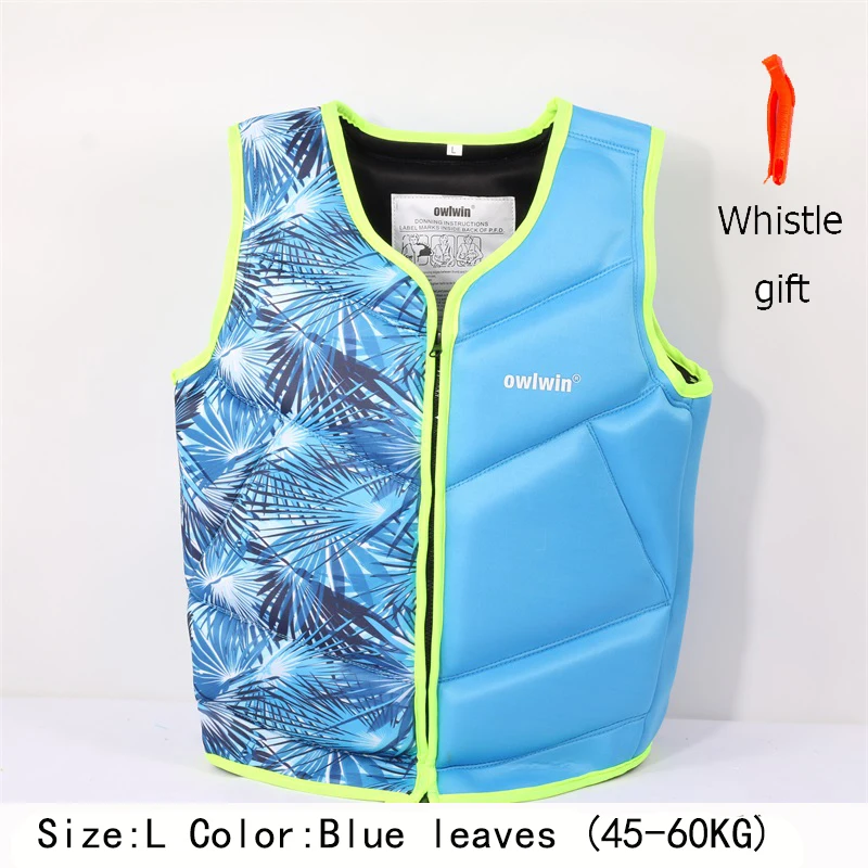 Blue leaves (L ) Owlwin спасательный жилет, жилет для рыбалки, куртка для воды, спортивный жилет для взрослых и детей, одежда для плавания, катания на коньках, лыжные Спасательные Лодки, Дрифтинг - Цвет: Blue leaves (L )