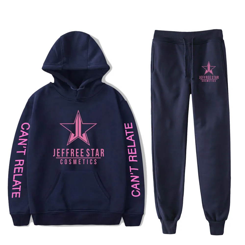 

WAWNI Jeffree Star Fashion Print Hooded Sweatshirt Two Piece Set Cotton Popular Casual 2020 New Pullover Pants Harajuku Loose