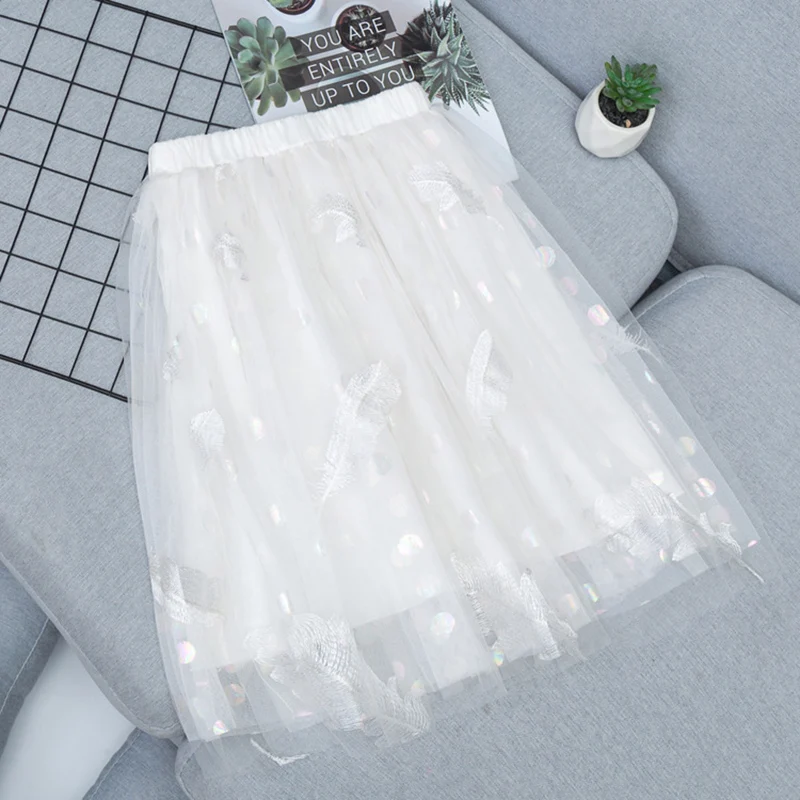 Rlyaeiz Toddler Teen Girl Skirts Children Clothes Girls Feather Mesh Tutu Puff Princess Skirt Kids Costume | Детская одежда и