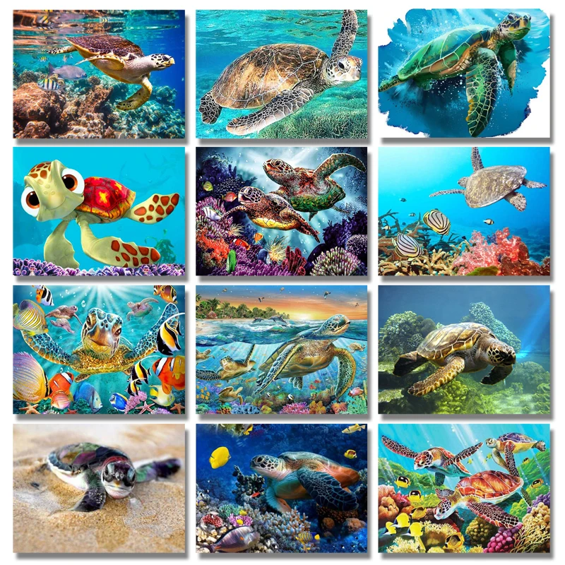 Полноразмерная 5D картина из страз сделай сам милая черепаха алмазная вышивка