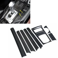 9pcs gear panel stickers kit for 2010 2017 porsche cayenne carbon fiber interior trim strip cover black