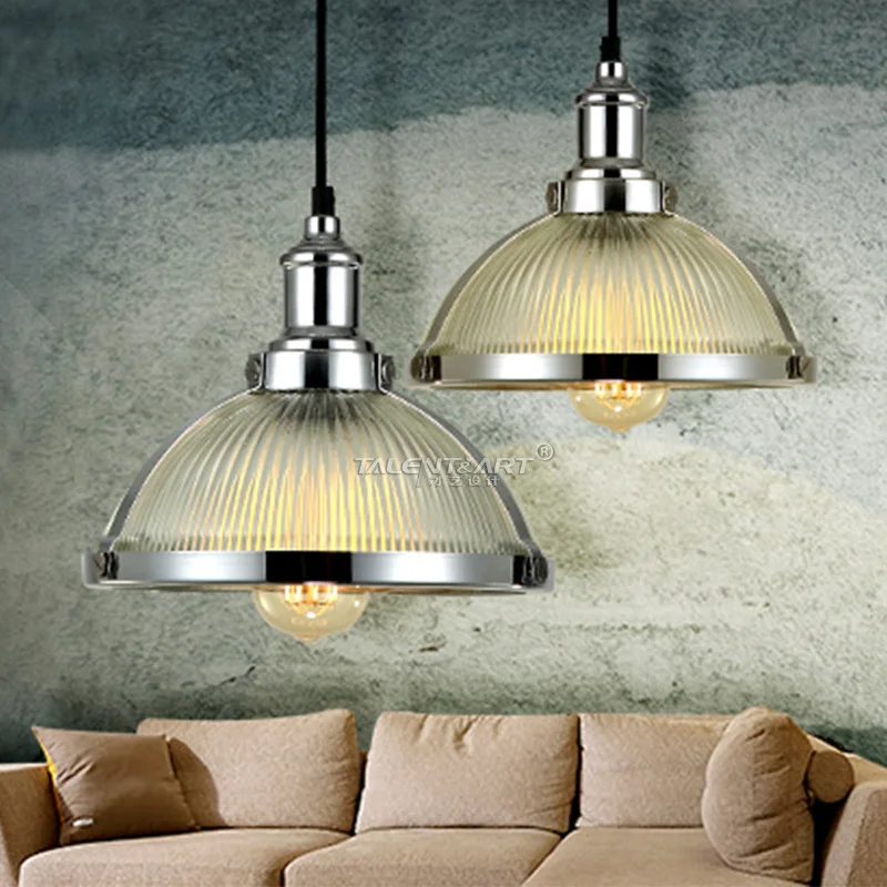 

American style warehouse personality lamp lighting industrial wind living room restaurant bar glass single head chandelier