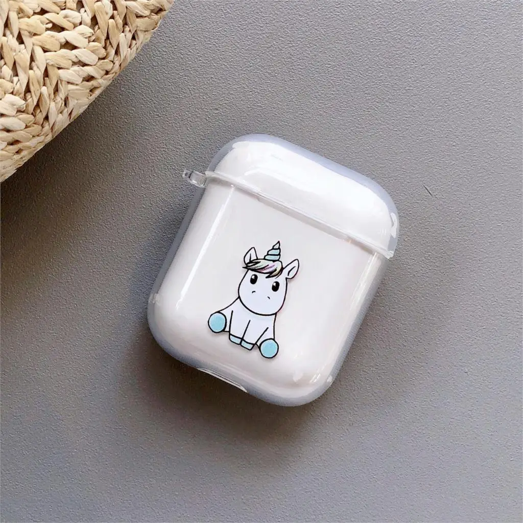 Милый рисунок единорога прозрачные чехлы для Apple AirPods 2 крышка зарядки Air Pods прозрачный мягкий силиконовый защитный AirPods2 Fundas