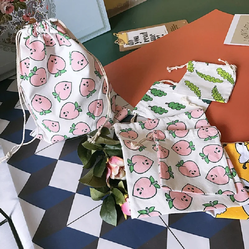 Корейский ulzzang Харадзюку Мультфильм Drawstring Женская Новая мода Портативный Путешествия Повседневная Женская Drawstring Карманный