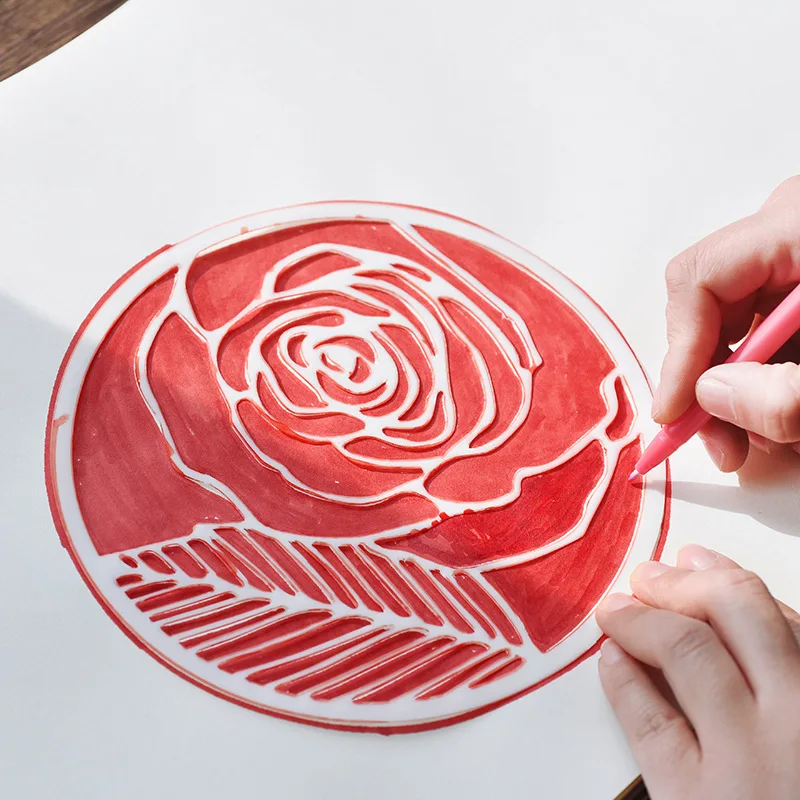 

Creative Round Plant Flower Painting Template Journal Supplies Stencils Scrapbooking Ruler Board Plantillas Stencil 8 Models
