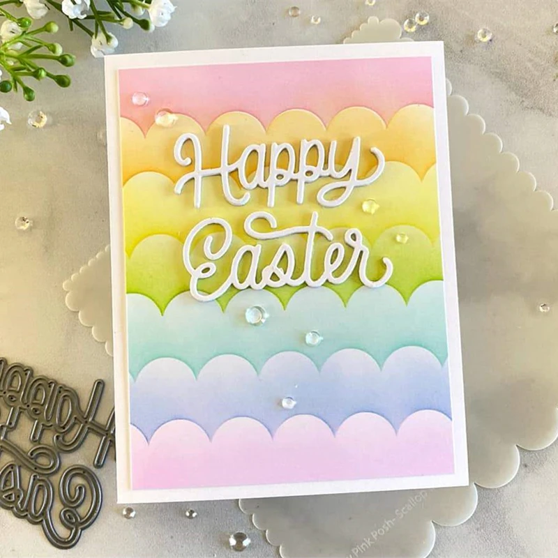 

2021 New 2PCS Wavy Lace Greeting Card Decoration Metal Cutting Stencil DIY Scrapbooking Easter Craft Embossing Making Stencil