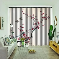 custom large 3d window curtain red plum blossom curtains for living room blackout 3d bedroom curtain drapes