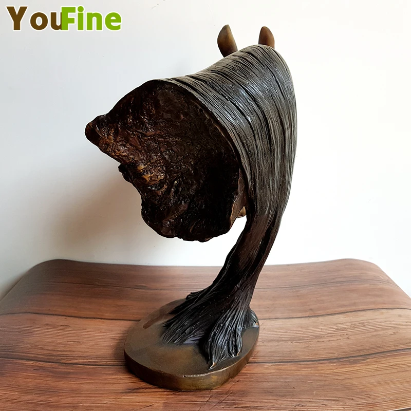 

15" Bronze Horse Head Sculpture Horse Head Statue Bronze Finish Sculpture Bronze Animal Bust Statue Desktop Home Art Decor Craft