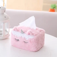 1pc lovely cartoon unicorn plush tissue box durable home car hotel sofa paper tissue holder napkin case pouch girls gift