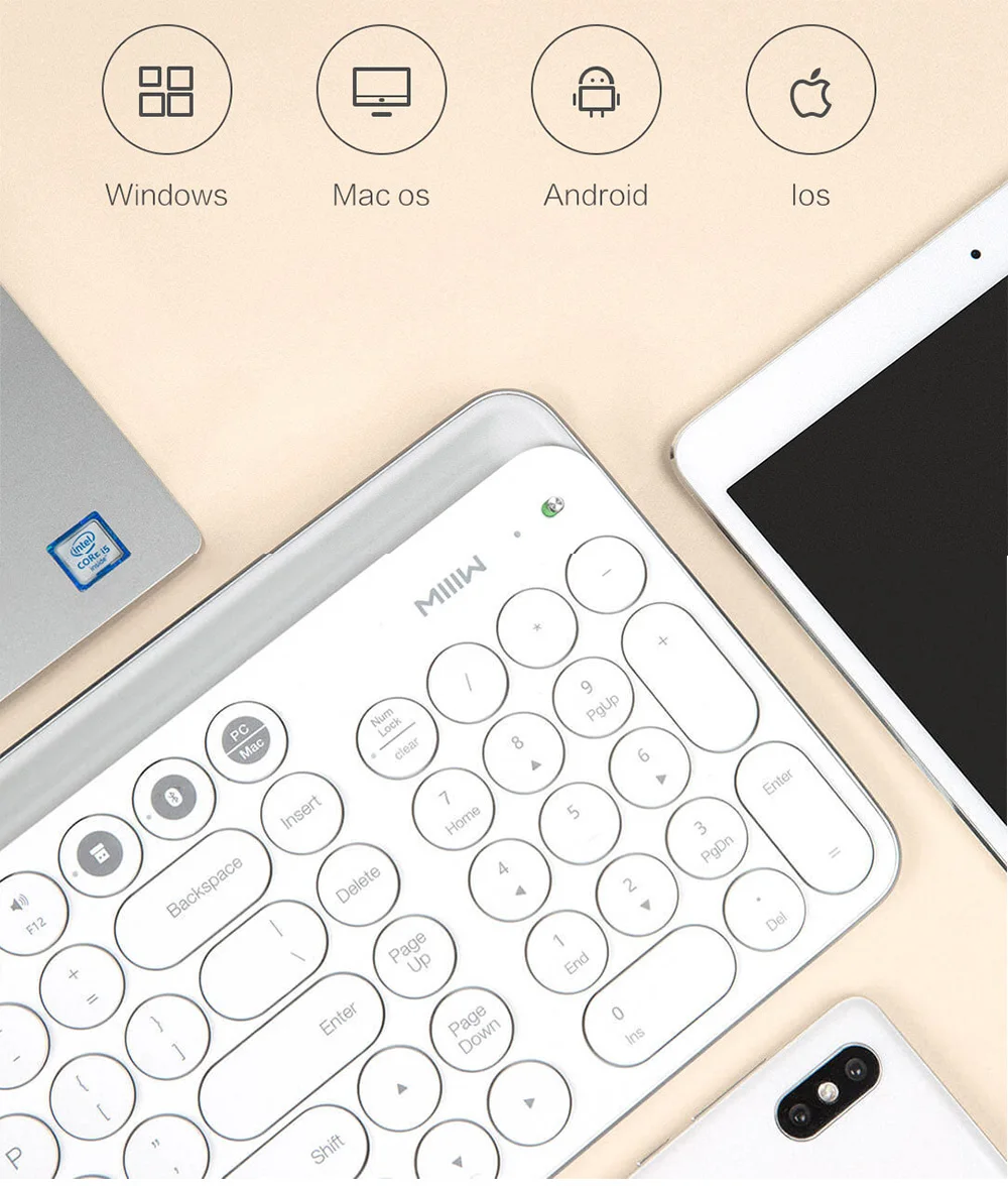 Xiaomi Miiiw Bluetooth двухрежимный клавиатура MWBK01 104 ключей 2,4 ГГц Мульти совместимый Беспроводной клавиатура+ Испания русский паста