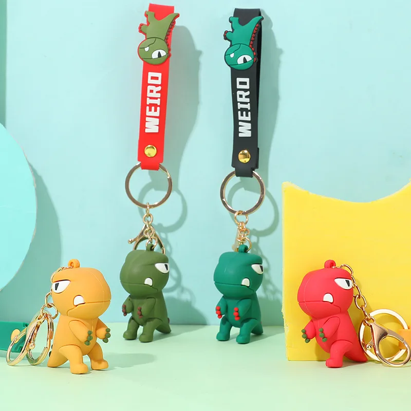 

2020 Fashion Cute Cartoon Little Dinosaur Keychains PVC Keyrings Women Bag Charm Pendant Gifts Jewelry Key Chain Wholesale