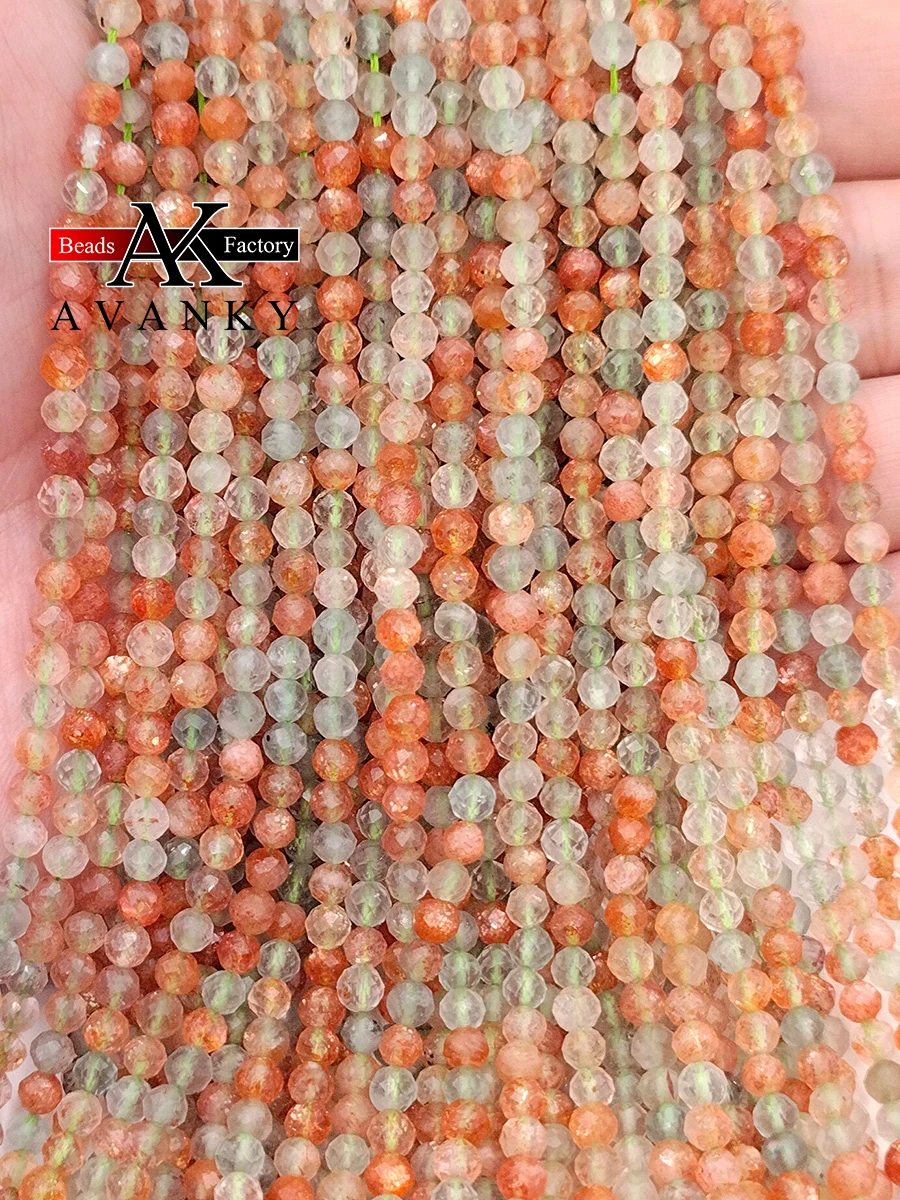

Natural Arusha Beads Faceted Crystal Round Loose 2-5MM Spacer Bead For Jewelry Making DIY Bracelet Necklace Accessories 15''