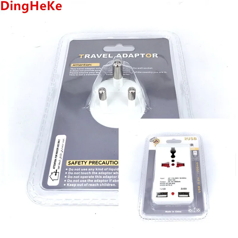 Маленькая розетка питания для Южной Африки с 3 розетками адаптер 2 USB портами