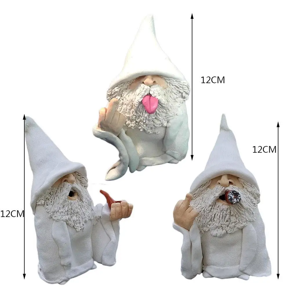 

Resin Naughty Garden Gnome Garden Decoration Statue White Old Man Fairy Garden Ornament Accessories Elves Desk Decor Gift