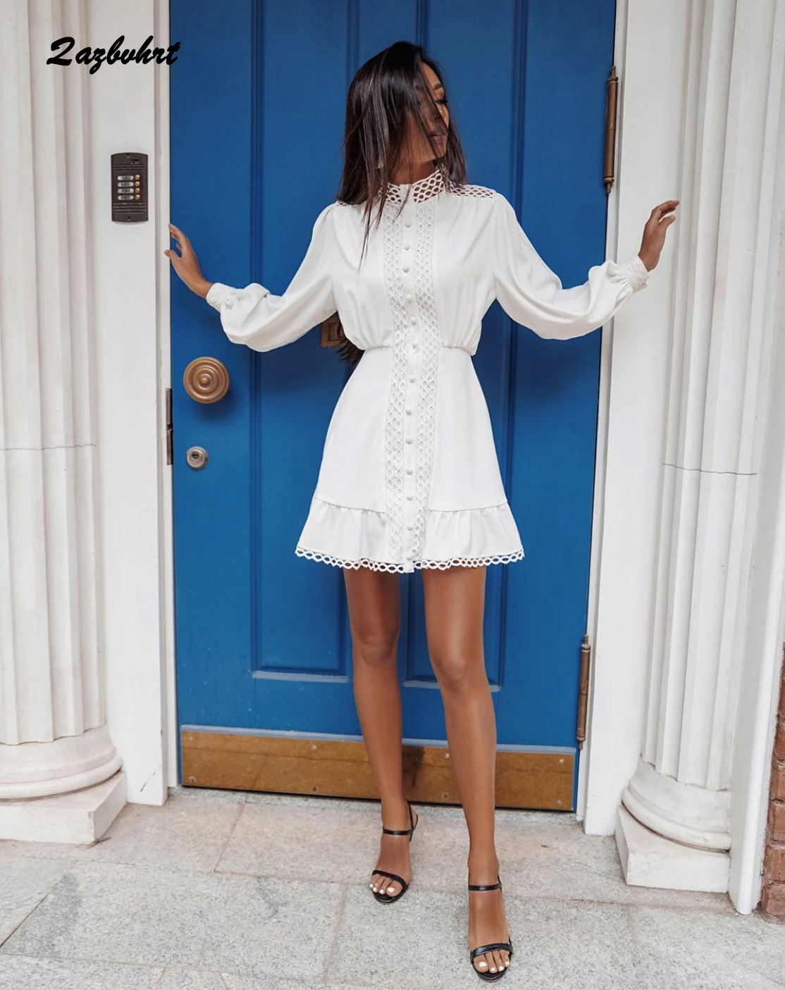 

2020 New summer autumn solid color dress hollow sexy lace dress Street trend casual dress