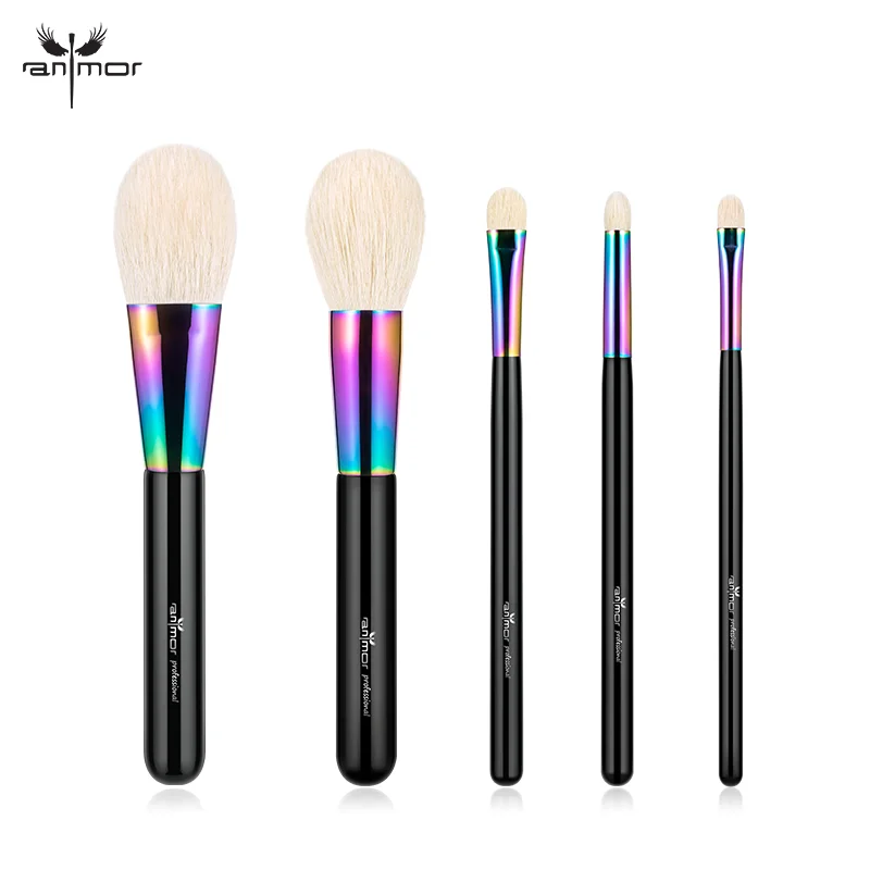 

Anmor 5Pcs Facial Makeup Brushes Set Goat Hair Powder Blush Face Eyeshadow Make Up Brush With Wood Handle Natural Hair Tool
