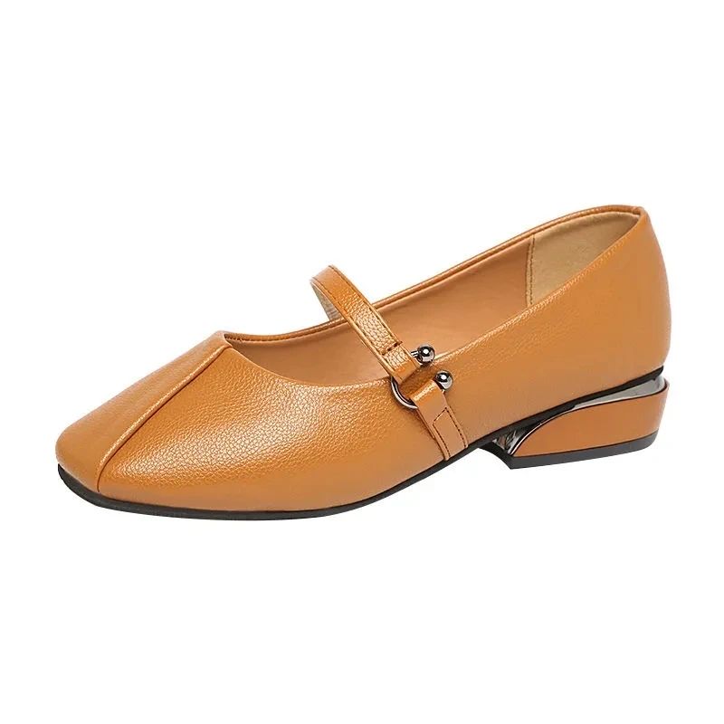 

Girls sweet black leather low heels shoes female summer leisure shallow square flats women's summer boat shoes