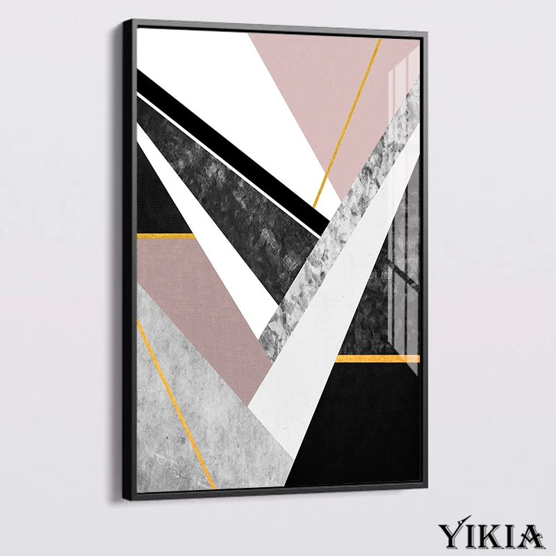 

Abstract Geometry Canvas Print Painting Marble Texture Modular Wall Art Posters Blue Black Gold Pink Parlor Home Decor Picture