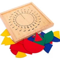 wooden round shaped fraction instrument demonstrator montessori math educational toy math teaching gift student learning tool