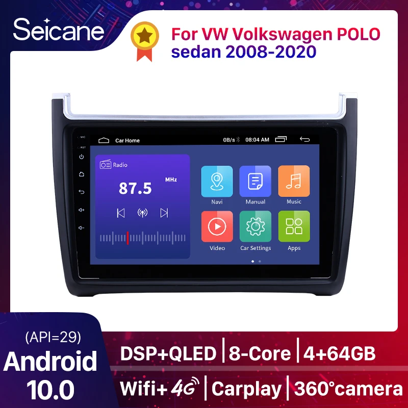 Мультимедийный плеер Seicane 2Din Android 10 0 9 дюймов GPS Bluetooth автомобильное радио для VW