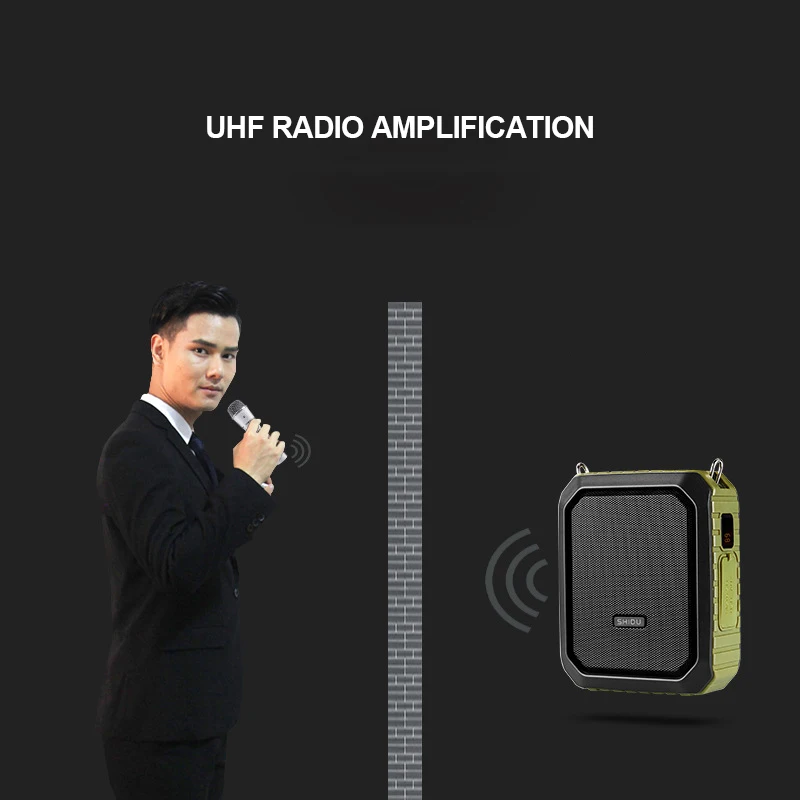 18W Portable Bluetooth Voice Amplifier Wired/UHF Wireless Microphone IPX5 Waterproof Big Power Music USB Teachers Tour Speaker |