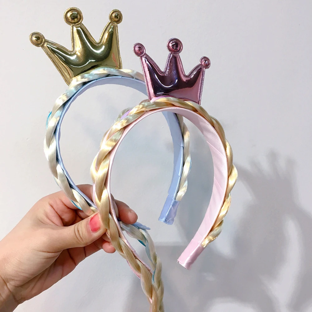 Kids Girls Multi-occasional Attractive Stylish Convenient Princess Crown/Snowflake Braided Wig Hair Hoop Headband Costume Prop | Мать и