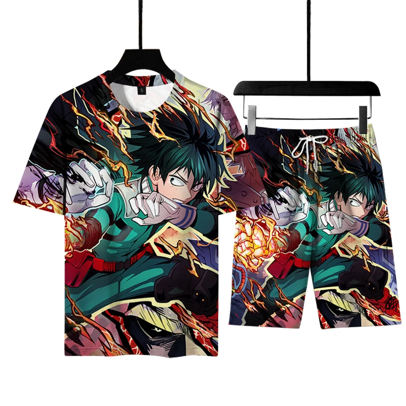 

Hercules 3d Digital Printing Couple T-shirt Suit Fashion Round Neck Short-sleeved Five-point Pants Two-piece Suit Can Be Customi