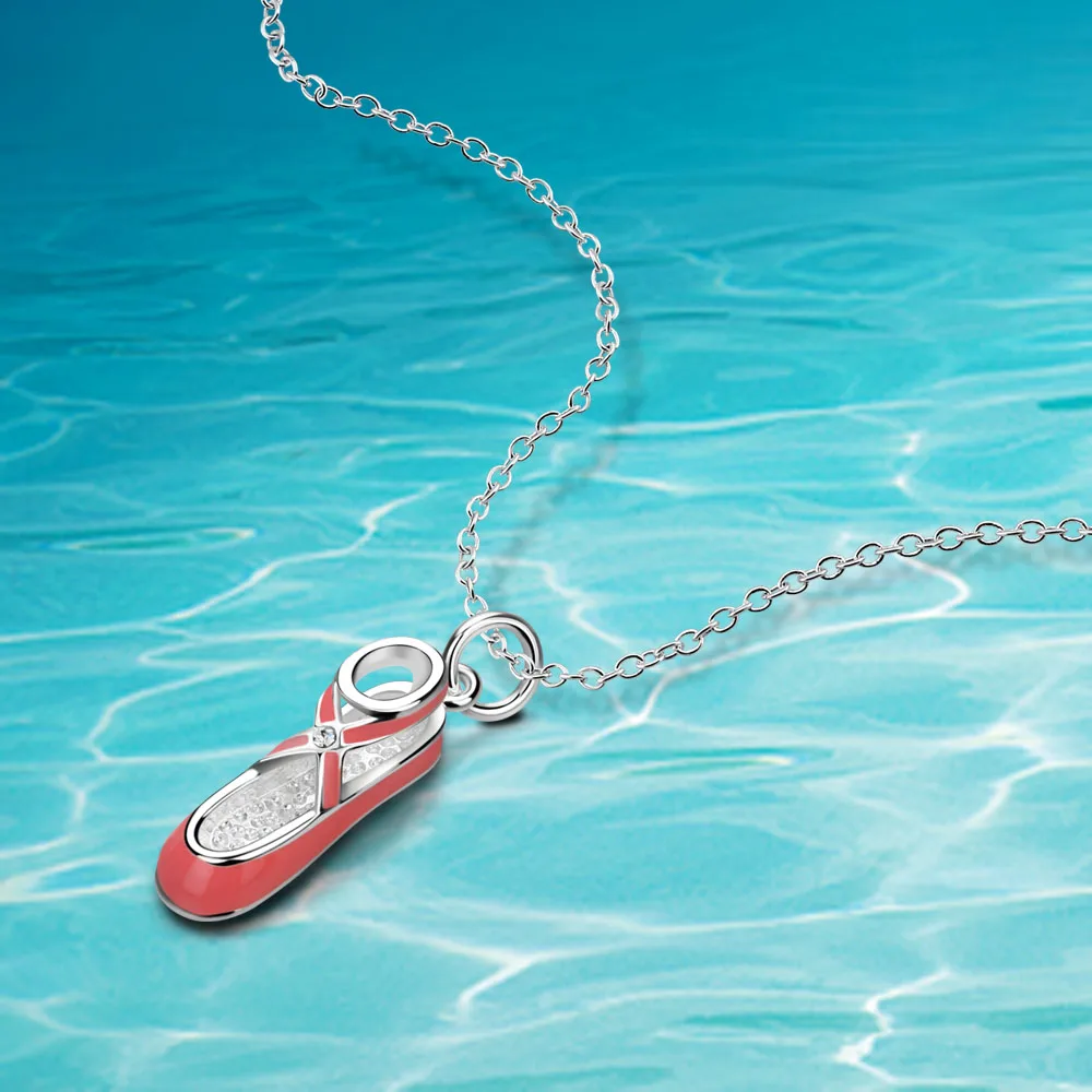 

Ожерелье из стерлингового серебра 925 пробы для женщин, милое ожерелье с подвеской в виде Красной танцевальной обуви, модный подарок, подарок...