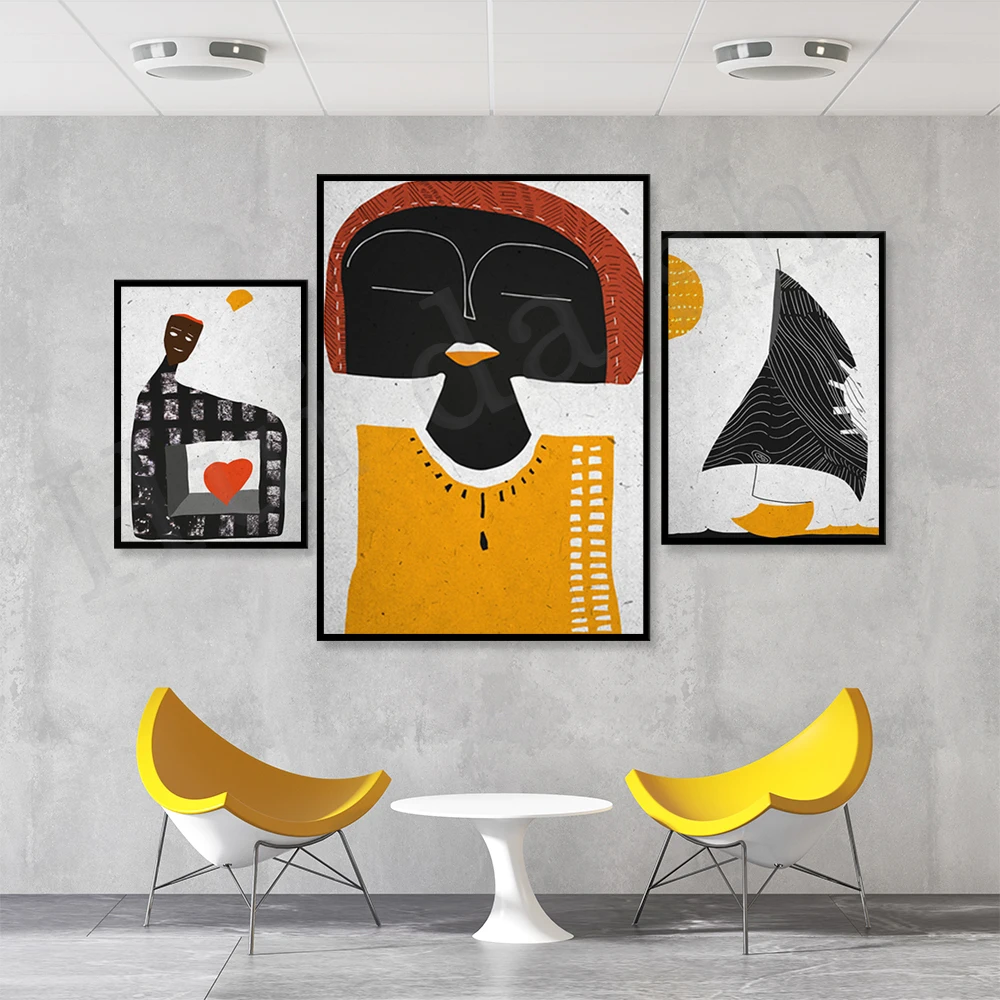 Портрет черной женщины современный набор влюбленных пар абстрактное