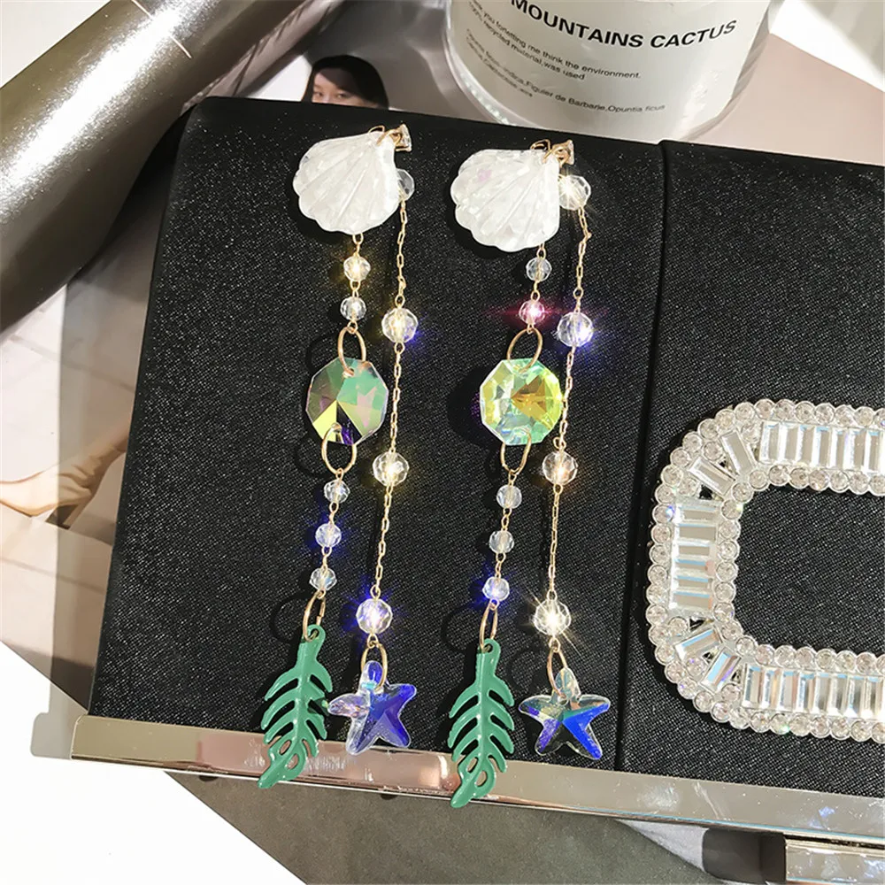 Женские Висячие серьги SexeMara этнические висячие с кристаллами в виде листьев