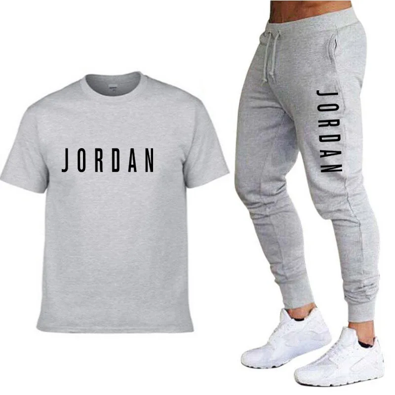 

Hot-Selling Summer T-Shirt Pants Set Casual Brand Fitness Jogger Pants T Shirt Hip Hop Fashion Men's Tracksuits Streetwear 2021