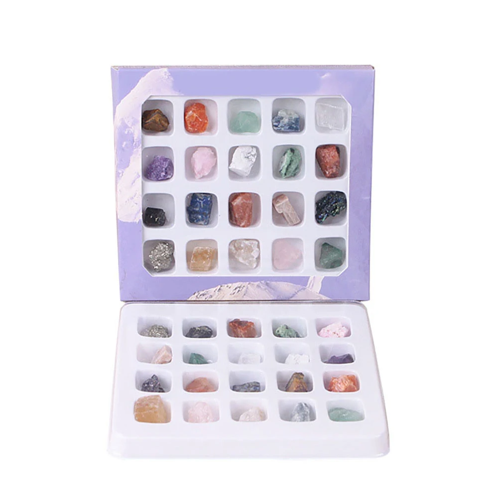 

20PCS Rock Collection Mix Gems Mineral Ore Specimens Box Geology Educational Set Exquisite Gift Home Decoration