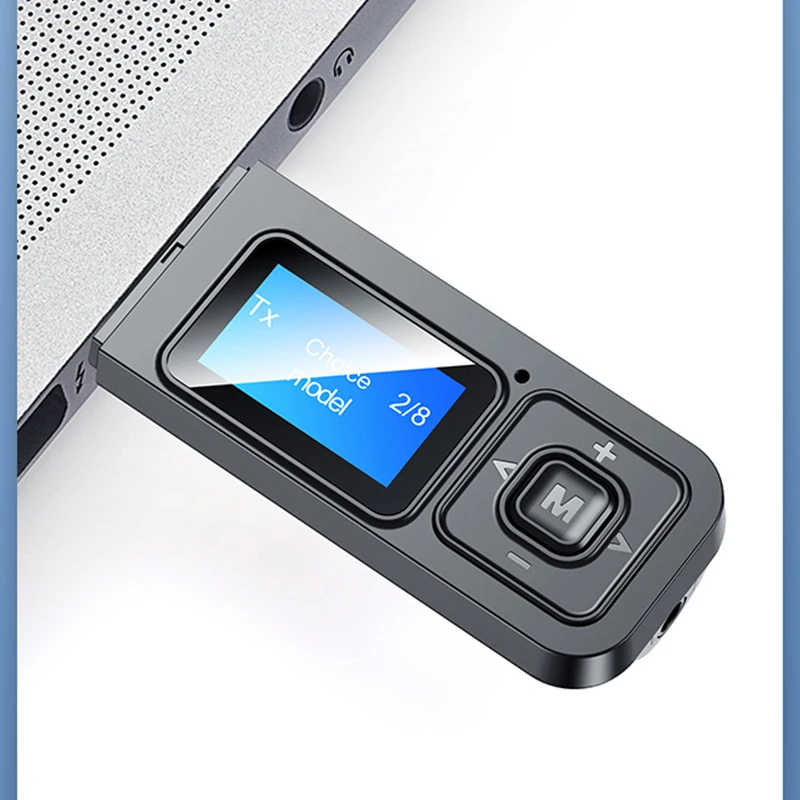 

Bluetooth-compatible 5.0 Audio Transmitter Receiver With LCD Display Mini Portable AUX USB Wireless Audio Adapter For TV Car PC