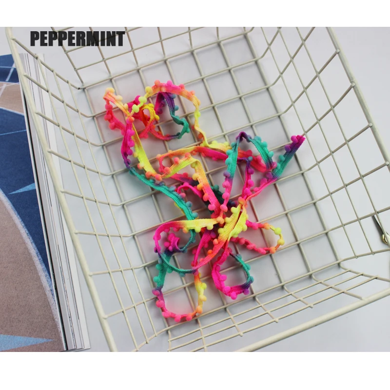 3 ярдов мини неоновый шар отделка кружево с помпонами окрашенный в каплю помпон