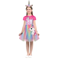 rainbow unicorn cosplay girl dress party little girl kids halooween clothes vestidos princess rainbow outfits dress