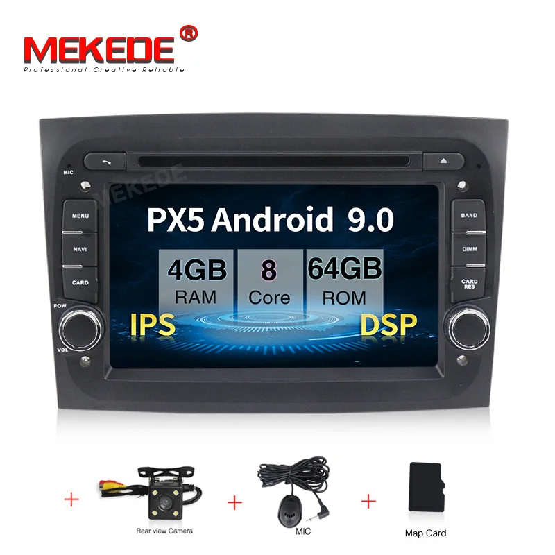 Ips DSP PX5 Android 9,0 4G+ 64G 8 core автомобильный dvd-радиоплеер для Fiat Doblo gps навигация TDA7851 wifi Bluetooth - Цвет: 64G DVD CAMERA
