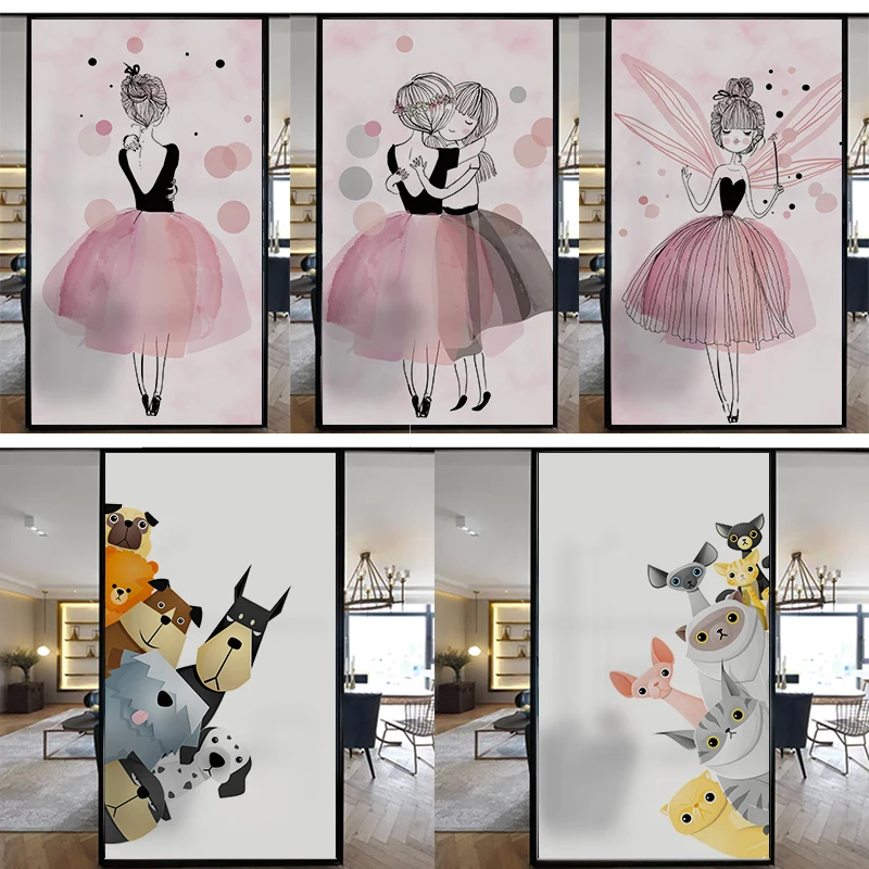 Нестандартный размер симпатичная девушка мультфильм животное Наклейка на окно