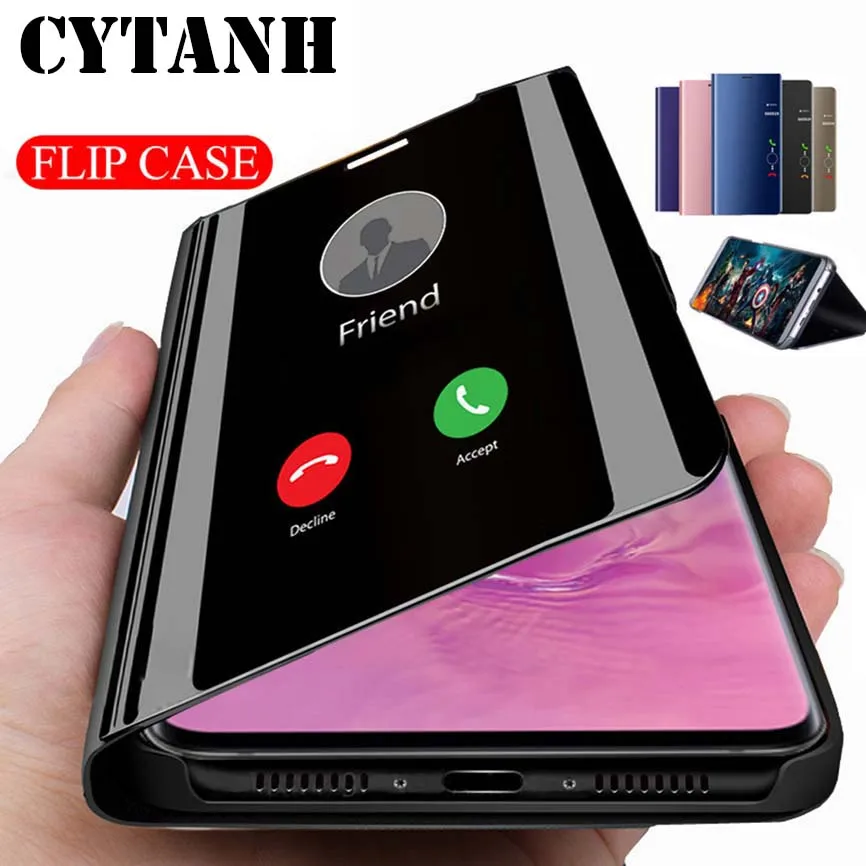 Умный чехол с полной защитой Smart Full Protection Cover 4X S2 Case Mirror Flip для мобильного телефона Xiaomi Redmi Note 7 8 Pro 8T.