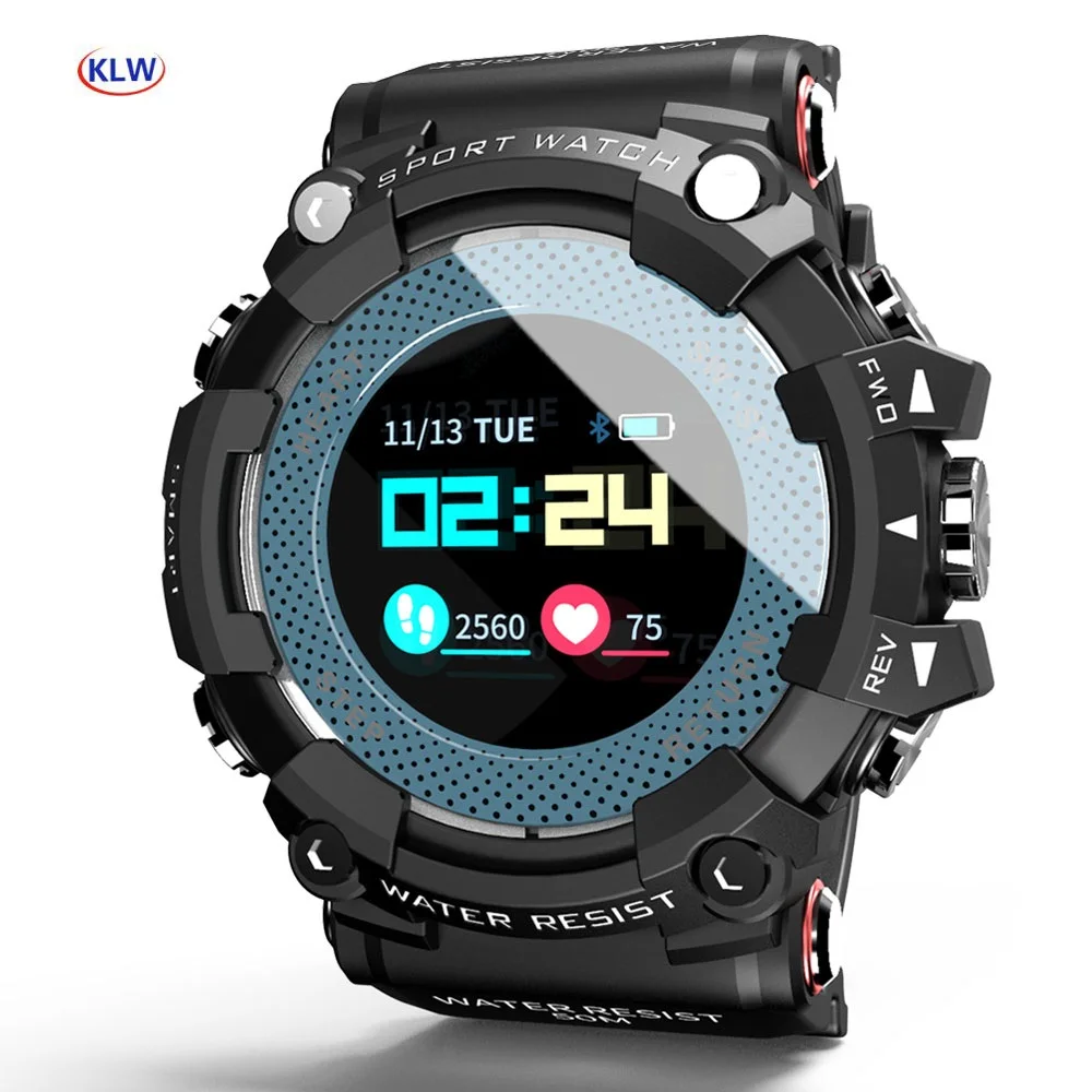 Black and blue KLW MK23 Смарт-часы для мужчин умные часы ios android часы ip68 Смарт спортивные часы Водонепроницаемый Будильник mate камера - Цвет: Black and blue