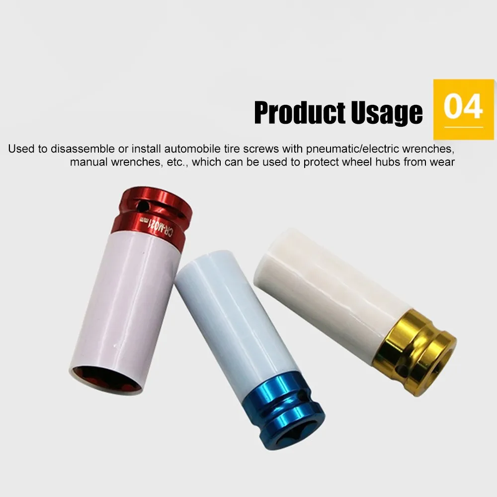 

3pcs Tire Wheel Protective Sleeves CR-MO Steel Wheel Wall Deep Impact Nut Drive Socket Set Auto Car Repair Tools