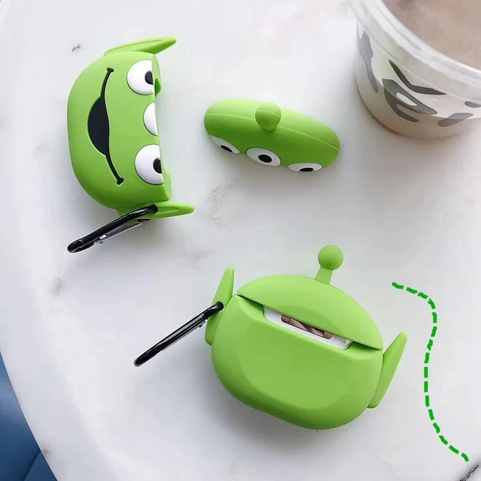 Для AirPods Pro Чехол 3D Милый Забавный инопланетянин кавайный мультяшный чехол для наушников для AirPods 3 Мягкий защитный чехол с крючок карабина