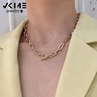 Женское Ожерелье-чокер VKME, толстая Золотая цепочка, винтажная Геометрическая цепочка, 2021
