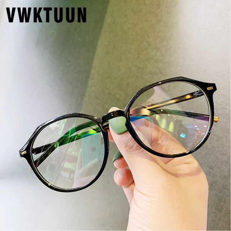 VWKTUUN черная оправа для очков винтажная большая круглая женщин и мужчин студентов