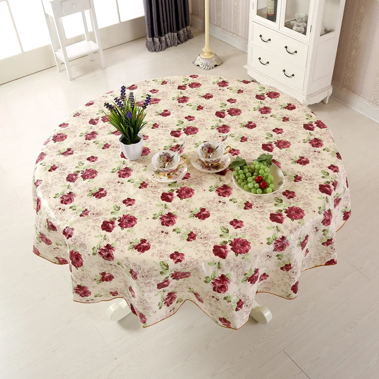 Table Cloth Waterproof Oil Round Tablecloth Flower PVC Home Kitchen Dining | Дом и сад