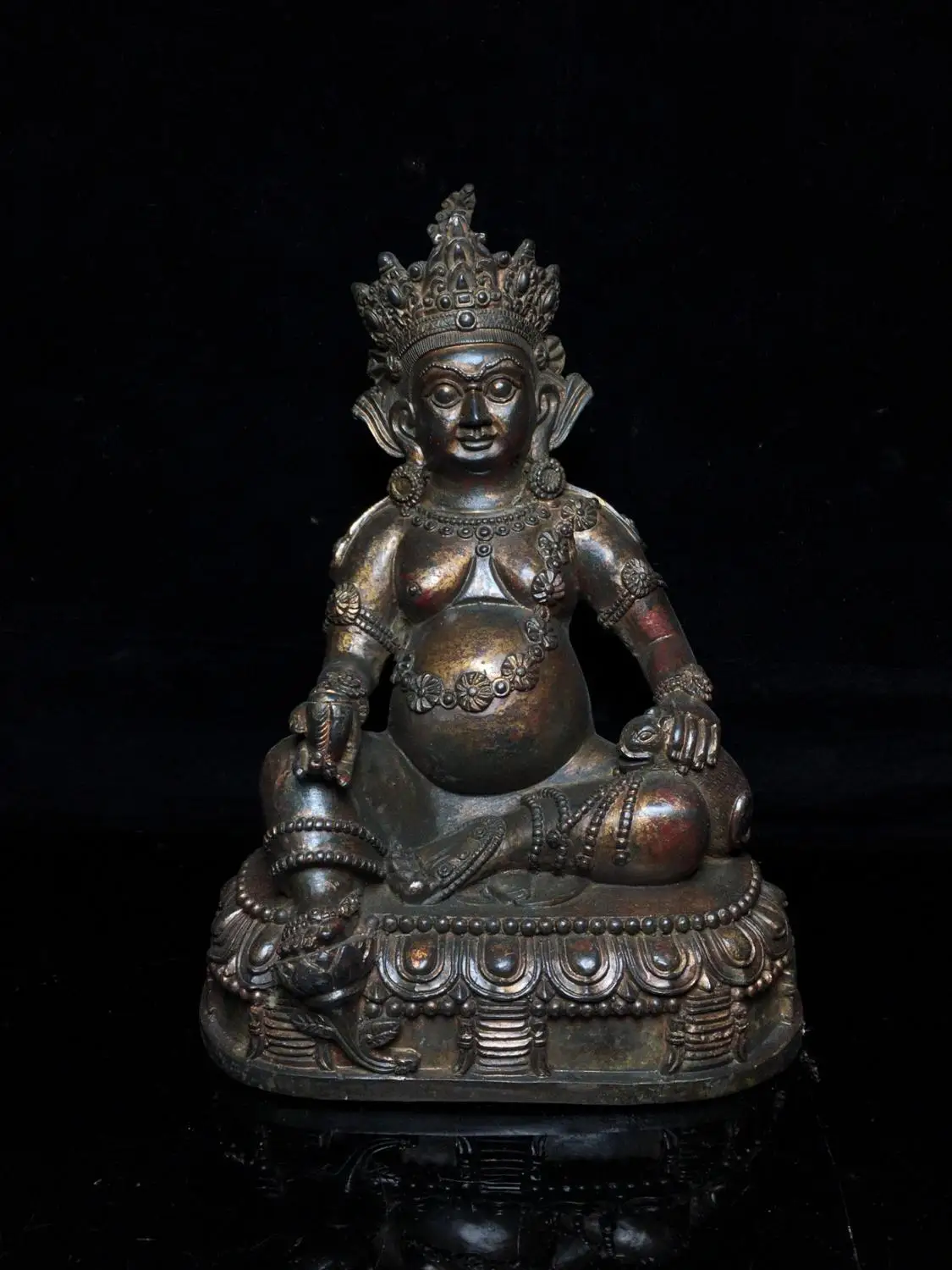 

10 "Тибет Буддизм старинная бронза киновари желтый Бог Статуя Будды, символ богатства головы богов богатства закрепить Будды