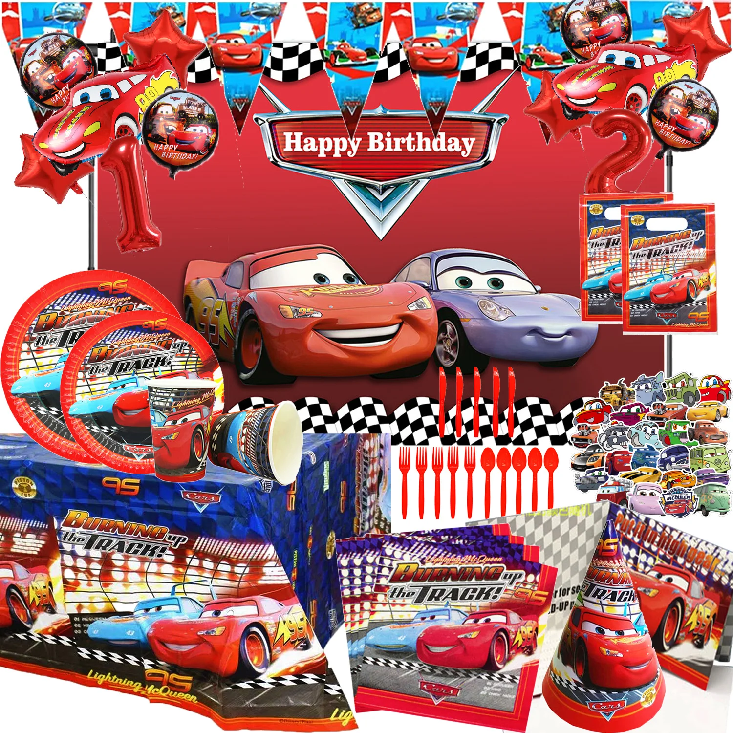 

Cars Lightning Mcqueen Party Tableware Cars Birthday Party Decorations Kids Favor Paper Cups Plates Tablecloth Party Supplies