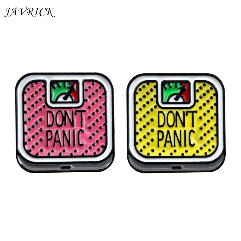 Cartoon Cute Don't Panic Weighing Scale Alloy Brooch Mini Pins Badge Enamel Lapel Pin Dresses Hat Scarf Decor Accessory | Украшения и