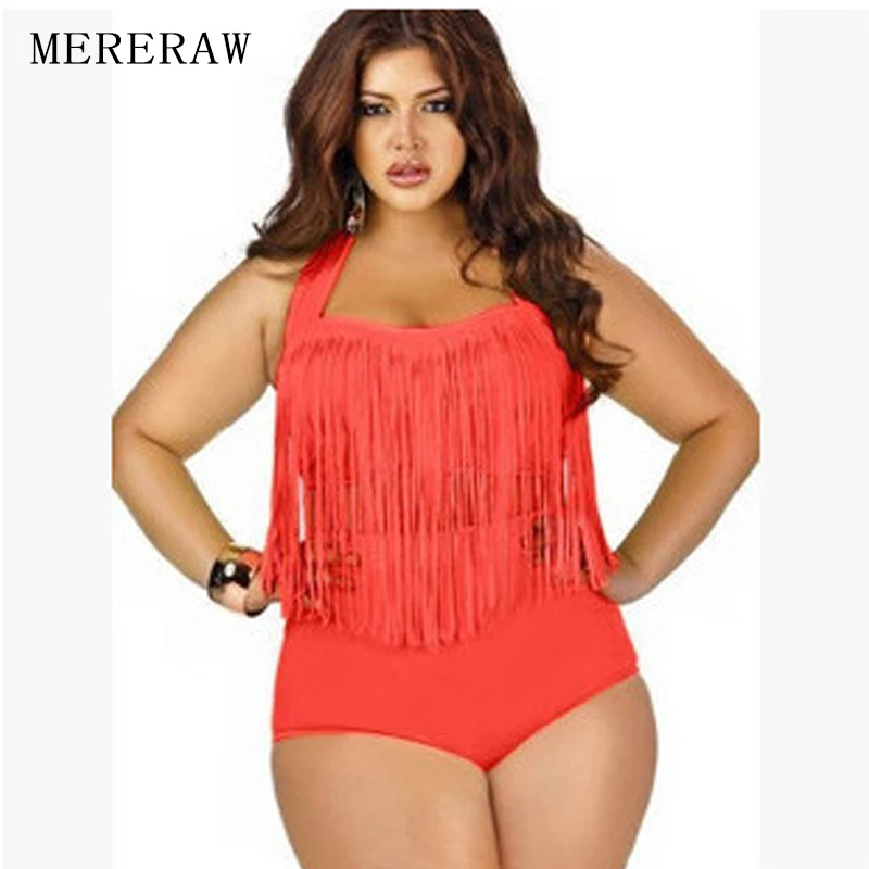 Новые импортные товары Высокая талия плюс жира бикини с кисточками Для женщин